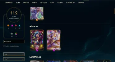 Conta de Lol Plat 3 +100 skins 1 ultimate 2 misticas 8 lenda