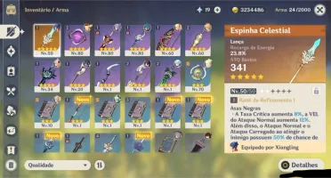 Keqing C1 e klee + lança celestial AR46