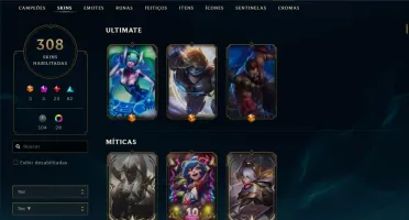 CONTA LOL 308 SKIN(3 ULTIMATE, 3 MISTICA) ALL CHAMP E RUNAS