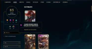 Conta ouro 4 com 91 champs e 83 skins ( 2 Prestigios )