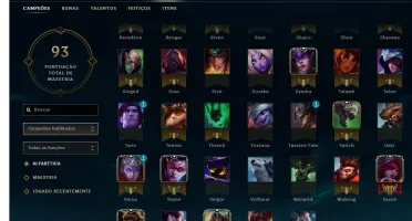 CONTA LOL 82CHAMPS/22SKINS/25ICONES/3PAGSRUNA PLATINA IV