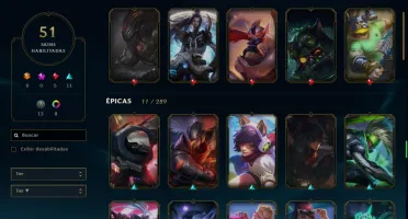 CONTA LOL PRATA 2 COM 51 SKINS SENDO 15 ÉPICAS
