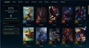 Conta unranked com 20 skins e 59 champs