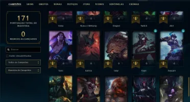 Conta unranked com 20 skins e 59 champs