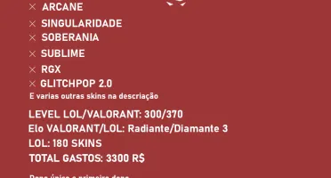 Conta Valorant e League of Legends muitas SKINS e HIGH Elo