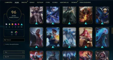 Diamante 4 com TODOS os Champs e 96 Skins ( TOP / MID / ADC)