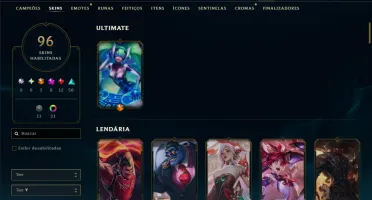 Diamante 4 com TODOS os Champs e 96 Skins ( TOP / MID / ADC)