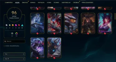 Diamante 4 com TODOS os Champs e 96 Skins ( TOP / MID / ADC)