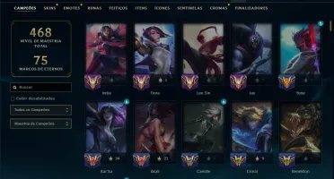 Diamante 4 com TODOS os Champs e 96 Skins ( TOP / MID / ADC)