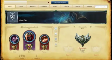 CONTA LOL PRATA 5 + 10 SKINS + 37 CAMPEÕES