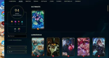 Vendo conta com Rammus Rei e kayle juiza +94 skins e RP