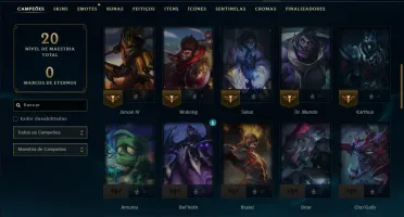 Ouro 2 com 55 Champs e 5 Skins