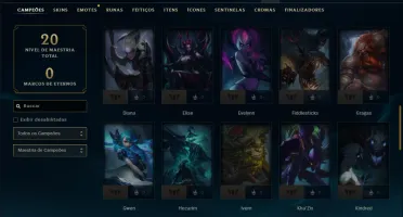 Ouro 2 com 55 Champs e 5 Skins