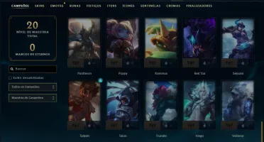 Ouro 2 com 55 Champs e 5 Skins