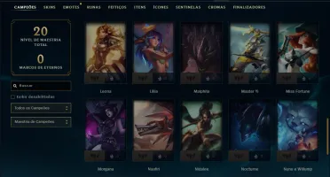 Ouro 2 com 55 Champs e 5 Skins