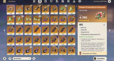 Raiden Shogun + Assinatura + Kazuha + Nahida + Yelan