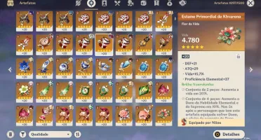 Raiden Shogun + Assinatura + Kazuha + Nahida + Yelan