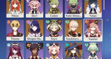 Raiden Shogun + Assinatura + Kazuha + Nahida + Yelan