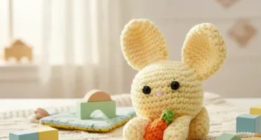 Coelho Amarelo Cenoura Amigurumi