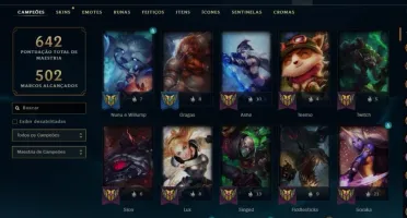 Conta LoL LVL499 com diversas skins lendárias. Veja as fotos