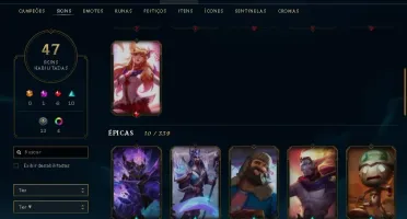 conta de league of legends lv 314 com 137 campeos e 47 skins
