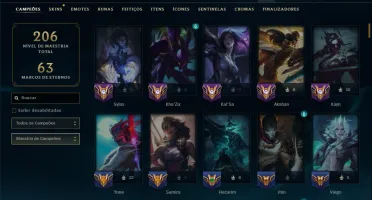 Ouro 1 com 140 Champs e 65 Skins +2 Prestigios