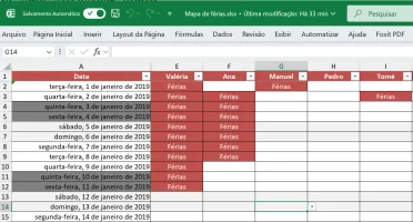 Pack de Planilhas Excel para controle de férias