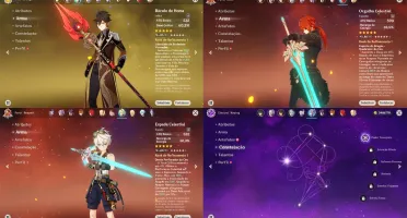 CONTA GENSHIN AR56 /10x5★ / Homa / 3 Armas 5★ & 25 Resinas