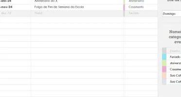 Calendário De Eventos Anual Em Familia