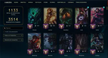 Platina 2 com TODOS os Champs e 261 Skins ( SUP / JG )