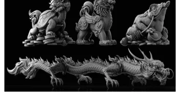 STL Para Impressão 3D - Dragões Chinês Arquivos Para 4 Peças
