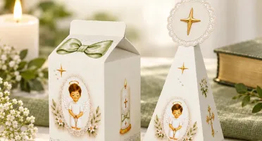Kit 20 Caixas Milk e Pirâmide Batizado - Rosa ou Verde