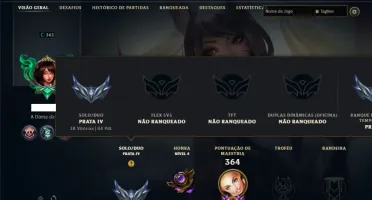 Prata 4 com 120 Champs e 146 Skins ( SUP / ADC )