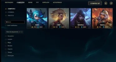 Conta platina 4 com 270 skins e 153 champs