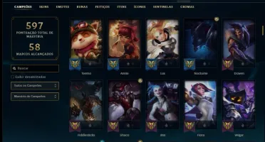 Conta platina 4 com 270 skins e 153 champs