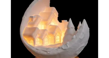 Luminária de Natal 3D Vila na Lua - 14cm