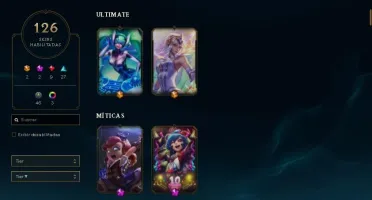 Conta LOL Platina I Todos Champions 126 Skins LOR Tds cartas