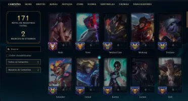 Unranked com 70 Champs e 38 Skins ( MID / ADC )