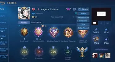 CONTA MOBILE LEGENDS COM SKIN LEGEND E MUITAS EPICS