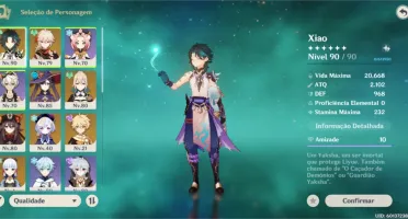 Conta Genshin Impact AR 56 - Xiao, Hutao, Ayaka, Kazuha
