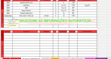 Planilha para personal trainer (automatizada)