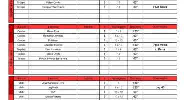 Planilha para personal trainer (automatizada)
