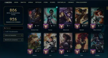 Unranked com TODOS os Champs e 189 Skins ( ADC / SUP )