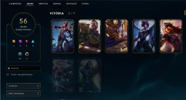 Conta League of Legends plat 5 todo os Champs e 56 Skins