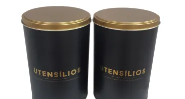 Conjunto de 2 latas metálicas para utensílios