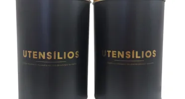 Conjunto de 2 latas metálicas para utensílios