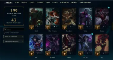 Esmeralda 4 com 80 Champs e 23 Skins +4 Vitoriosas