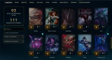 Unranked com 60 Champs e 5 Skins