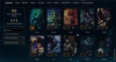 Unranked com 60 Champs e 5 Skins