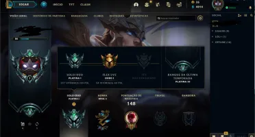 Conta Platina 1, 99pdl, lv 89, 59 champs e 14 skins